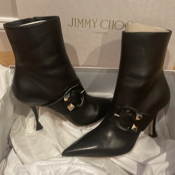 Jimmy Choo Black Leather Boots, Size 9.5 - Picture 4 of 6